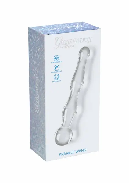 TOYJOY GLASS WORXX Sparkle Wand - Glass Intimate Massager, Wavy Design