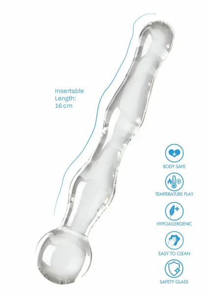 TOYJOY GLASS WORXX Sparkle Wand - Glass Intimate Massager, Wavy Design