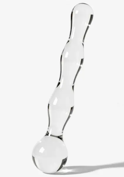 TOYJOY GLASS WORXX Sparkle Wand - Glass Intimate Massager, Wavy Design