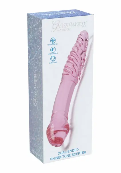 TOYJOY GLASS WORXX Dual-Ended Rhinestone Wand Pink Glass 21 cm