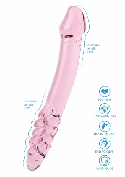 TOYJOY GLASS WORXX Dual-Ended Rhinestone Wand Pink Glass 21 cm