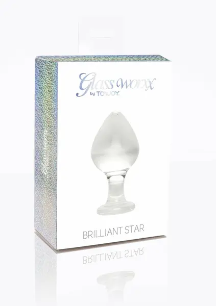 TOYJOY GLASS WORXX Brilliant Anal Star Glass Plug, Bulbous Tip, Clear