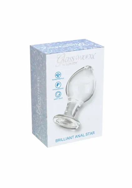 TOYJOY GLASS WORXX Brilliant Anal Star Glass Plug, Bulbous Tip, Clear