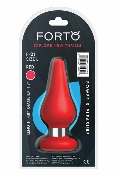 FORTO F-21 Tear Drop Large Intimate Plug Red Premium Silicone