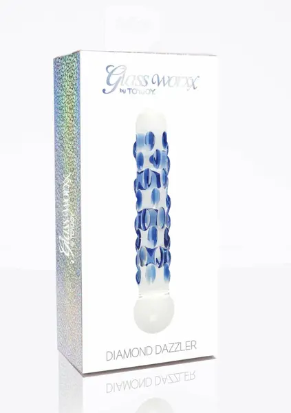 TOYJOY GLASS WORXX Diamond Dazzler Dong Blue Glass Intimate Model