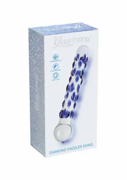 TOYJOY GLASS WORXX Diamond Dazzler Dong Blue Glass Intimate Model