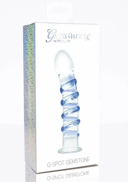 TOYJOY GLASS WORXX G-Spot Gemstone Curved Glass Intimate Device Blue