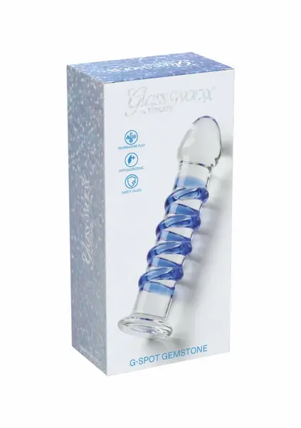 TOYJOY GLASS WORXX G-Spot Gemstone Curved Glass Intimate Device Blue