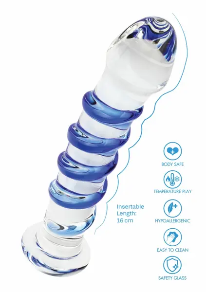 TOYJOY GLASS WORXX G-Spot Gemstone Curved Glass Intimate Device Blue