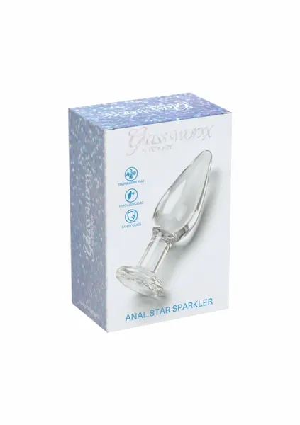 TOYJOY GLASS WORXX Star Sparkler - Glass Plug, Tapered, Clear