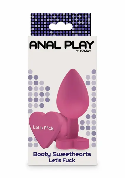 ToyJoy Booty Sweethearts Silicone Plug Heart Base Let's F*ck Black