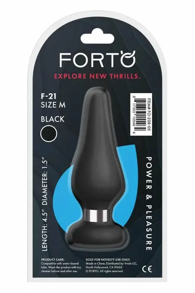 FORTO F-21 Tear Drop Medium Black Premium Silicone Plug