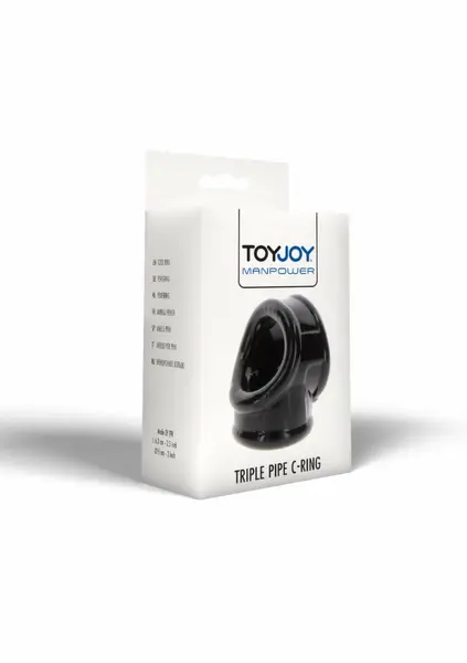 Manpower Triple Pipe троен пръстен за пенис, черен, 3/3,5 см