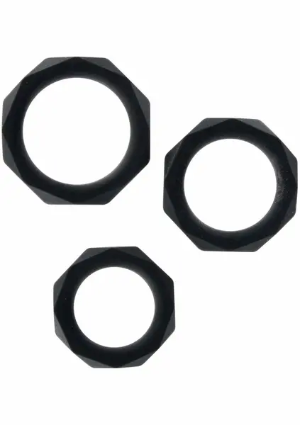 TOYJOY Power Halo C-Ring Set Silicone Adjustable 3 Sizes Black