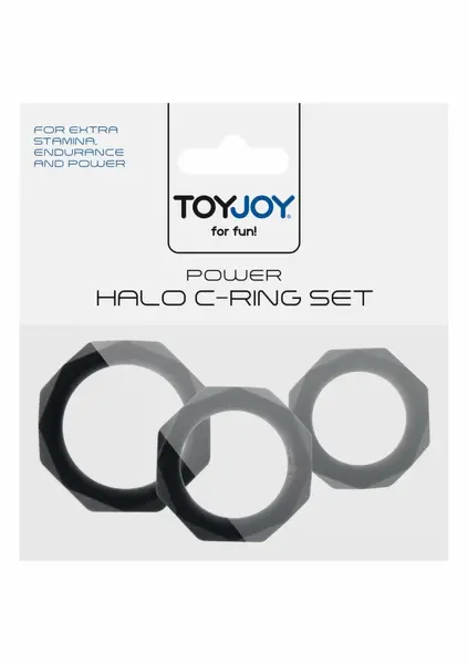 TOYJOY Power Halo C-Ring Set Silicone Adjustable 3 Sizes Black