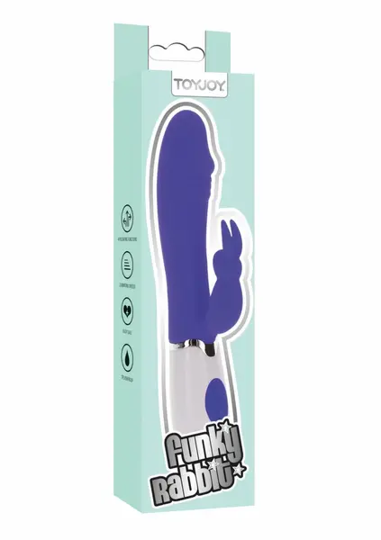 ToyJoy Funky Rabbit Vibrator 100% Silicone, 4 Modes, Vivid Colour, Splashproof