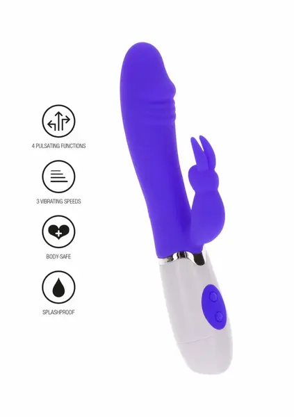 ToyJoy Funky Rabbit Vibrator 100% Silicone, 4 Modes, Vivid Colour, Splashproof