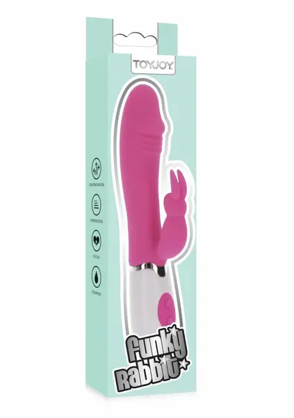 ToyJoy Funky Rabbit Vibrator Silicone Multi-Mode Splashproof Pink