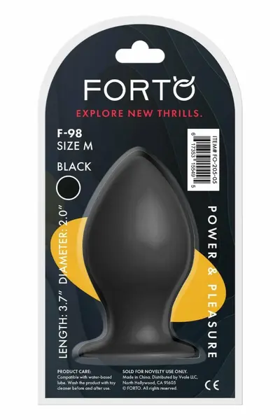 FORTO F-98 Cone Medium Black Premium Silicone Plug with Suction Base