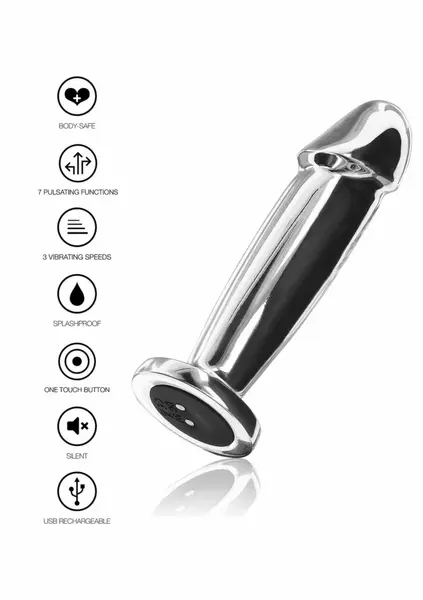TOYJOY Buttocks The Intruder Vibrating Plug Metal Large USB Black