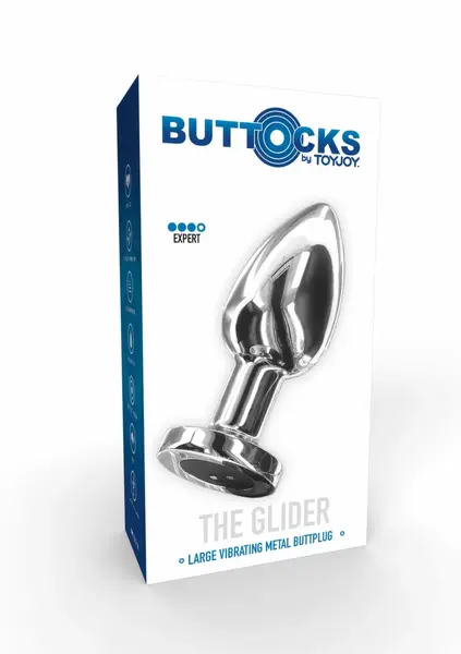 TOYJOY The Glider Vibrating Plug Large Stainless Steel 7 Modes USB