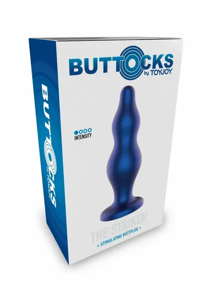 TOYJOY The Striker Metal Blue Silicone Anal Plug - Tapered, Safe Base