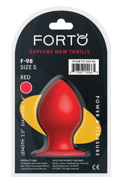 FORTO F-98 Cone Small Red Premium Silicone Plug with Suction Base
