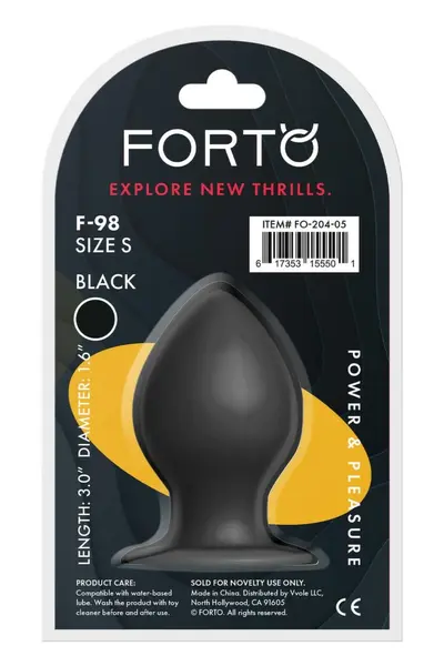 FORTO F-98 Cone Small Black Premium Silicone Plug with Suction Base