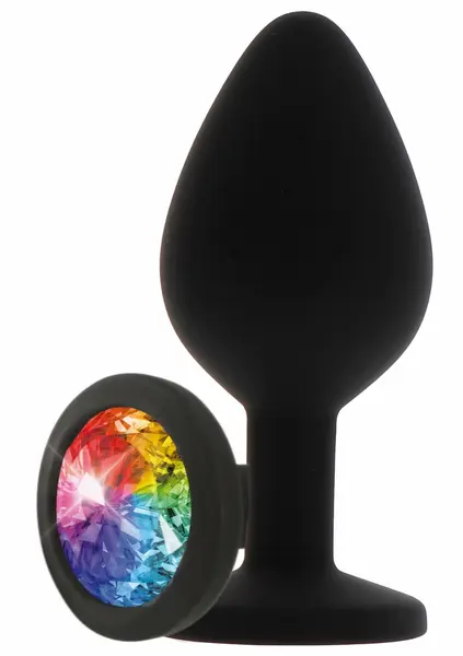 Rainbow Booty Jewel силиконов анален разширител с дъгов кристал, голям