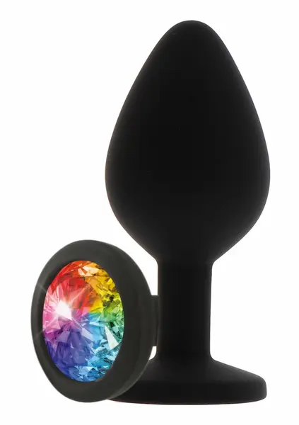 TOYJOY Rainbow Booty Jewel Medium Silicone Plug with Multicolor Gem
