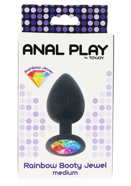 TOYJOY Rainbow Booty Jewel Medium Silicone Plug with Multicolor Gem