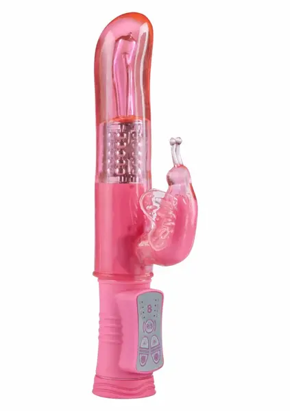 TOYJOY Happy Hugging Butterfly Dual Motor Vibrator, 8 Modes, Pink