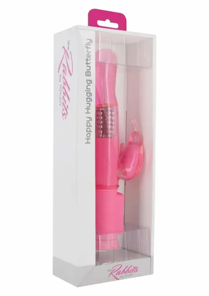 TOYJOY Happy Hugging Butterfly Dual Motor Vibrator, 8 Modes, Pink