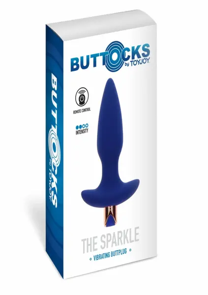 TOYJOY The Sparkle Vibrating Anal Plug with Remote, 6 Modes, Black