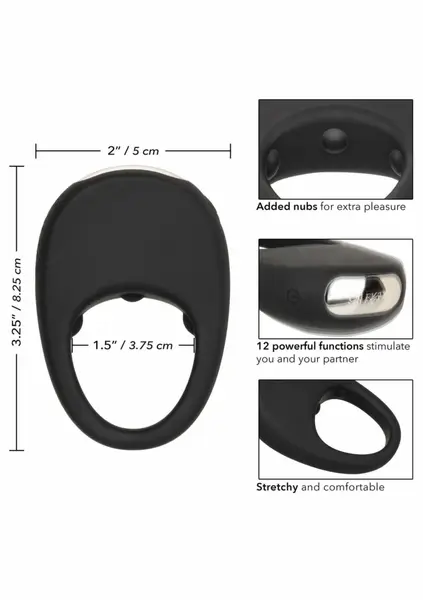 CalExotics Silicone Rechargeable Pleasure Ring 12-Function Black