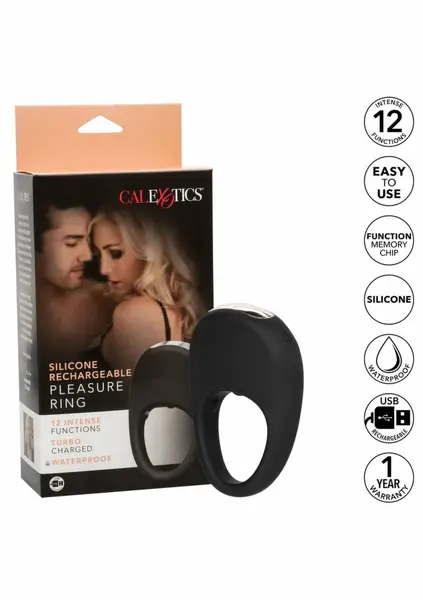 CalExotics Silicone Rechargeable Pleasure Ring 12-Function Black