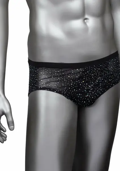 CalExotics Radiance Classic Briefs Black Mesh Rhinestone Accents