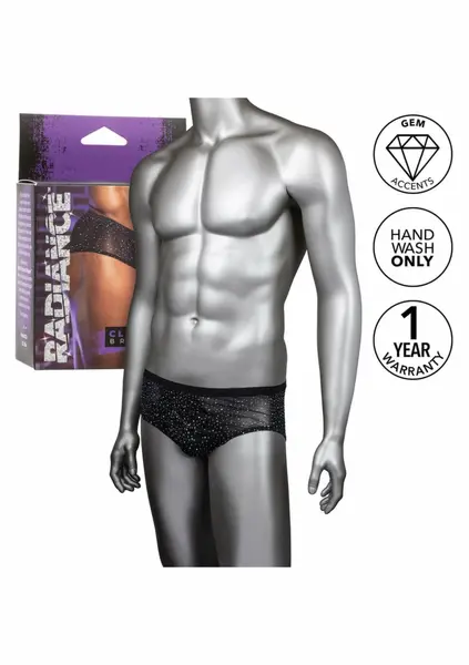 CalExotics Radiance Classic Briefs Black Mesh Rhinestone Accents