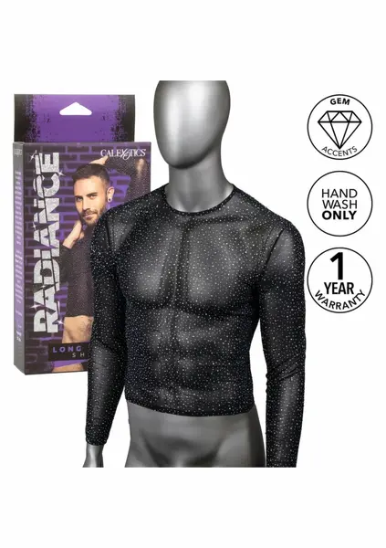 CalExotics Radiance Long Sleeve Shirt Mesh Rhinestone Black Full-Length
