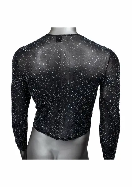 CalExotics Radiance Long Sleeve Shirt Mesh Rhinestone Black Full-Length