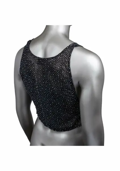 CalExotics Radiance Muscle Tank Top - Mesh, Rhinestone Accents, Fitted, Black