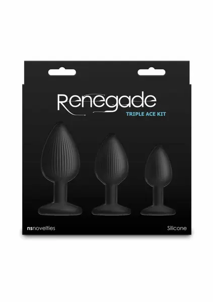 NS Novelties Renegade Triple Ace Kit Silicone Plug Set with Suction Base, 3 Sizes