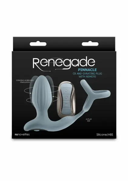 NS Novelties Renegade Pinnacle Silicone Plug with Remote & Ring, Rechargeable Black