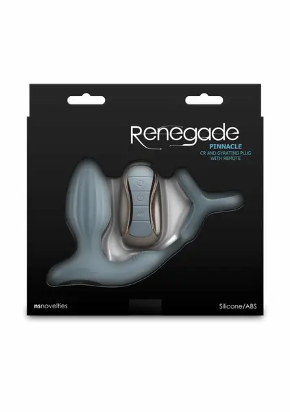 NS Novelties Renegade Pinnacle Silicone Plug with Remote & Ring, Rechargeable Black