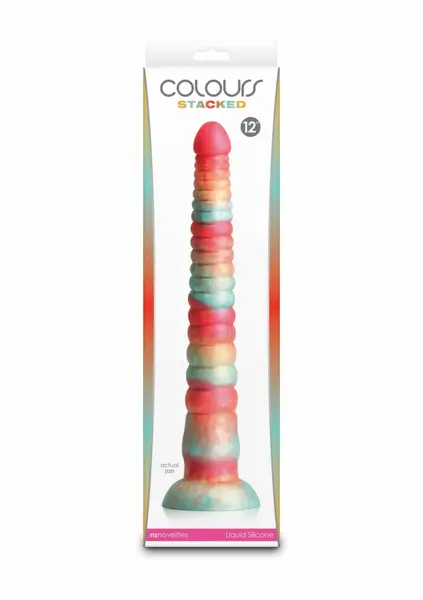 NS Novelties Colours Stacked 12 inch Silicone Model, Tri-Colored, Satin Finish