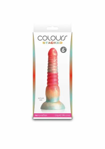 NS Novelties Colours Stacked 6 Inch Silicone Model, Tri-Colored, Satin Surface