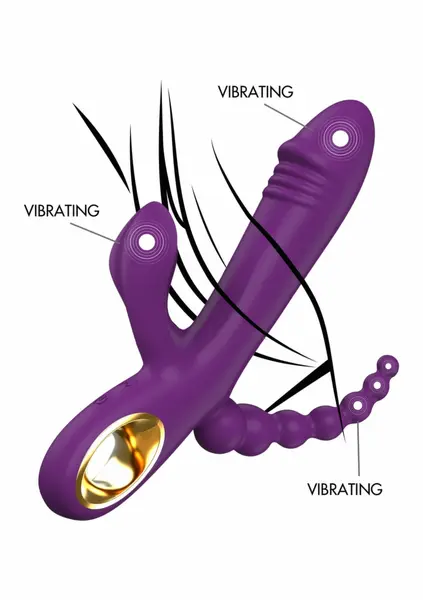 ToyJoy Caleona Triple Temptation Multi-Zone Vibrator Pink 10 Modes 8713221841834