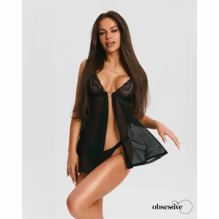 Obsessive Elianes Babydoll Black - Elegant Lace Lingerie Set