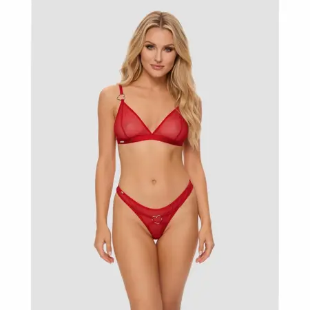 Obsessive Crimessa Lingerie Set Red - Elegant Mesh & Adjustable Fit