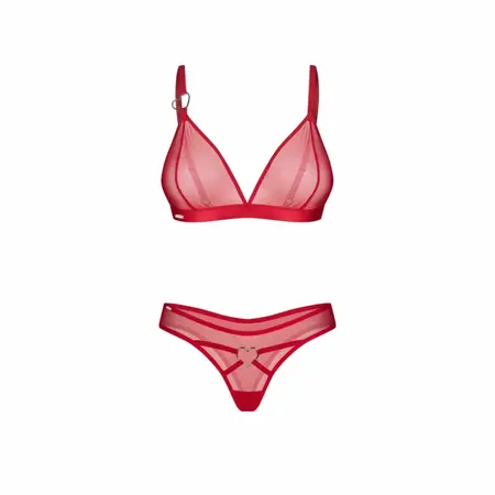 Obsessive Crimessa Lingerie Set Red - Elegant Mesh Design, Adjustable Fit